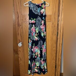 Emerald Navy and White Paisley Dress